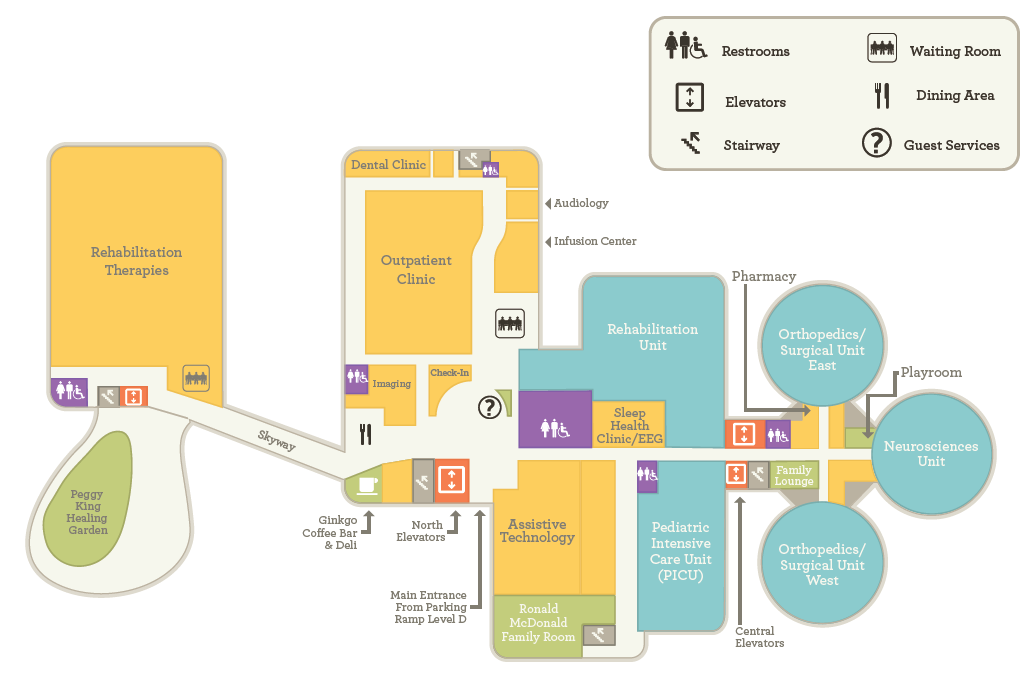 Map of Hospital Units at Gillette Children's Specialty Healthcare