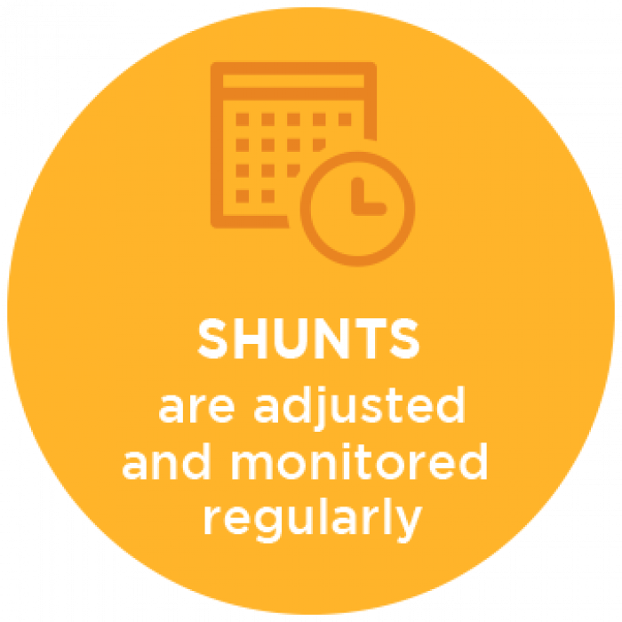 Shunts are Adjusted and Monitored Regularly