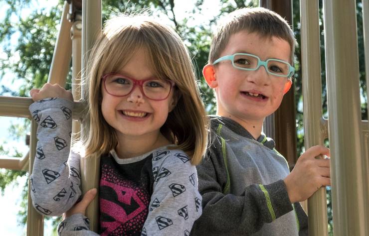 Gillette patient Elliot with his sister Amelia at playground