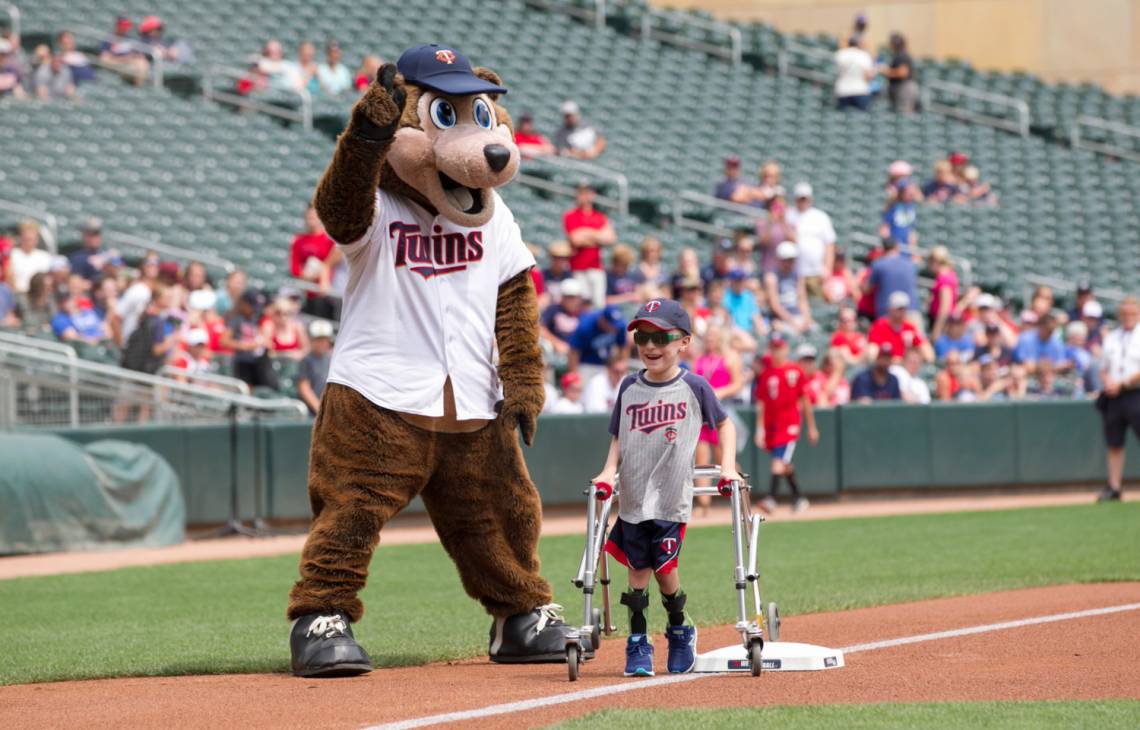 Wes running the bases during MN Twins game